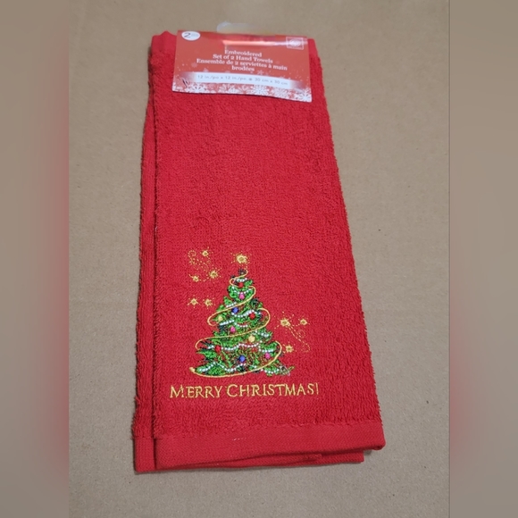 Embroidery hand towels Merry Christmas - Picture 1 of 3